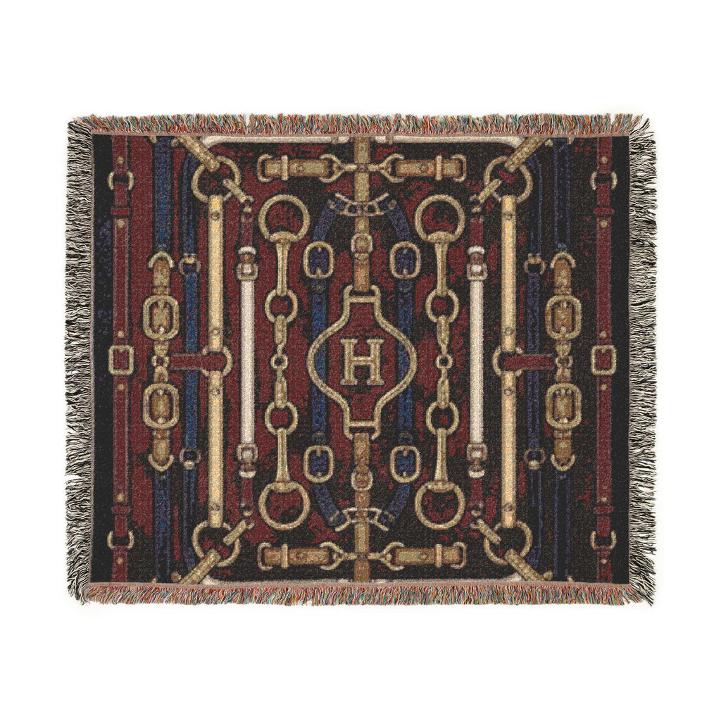 Equestrian Chain Pattern Woven Blanket | Horsebit Luxury Design