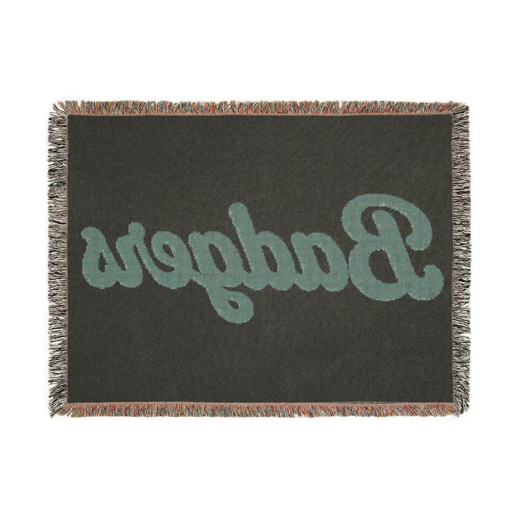 Badgers Woven Blanket | Retro Script Logo, Reversible Fringe Throw