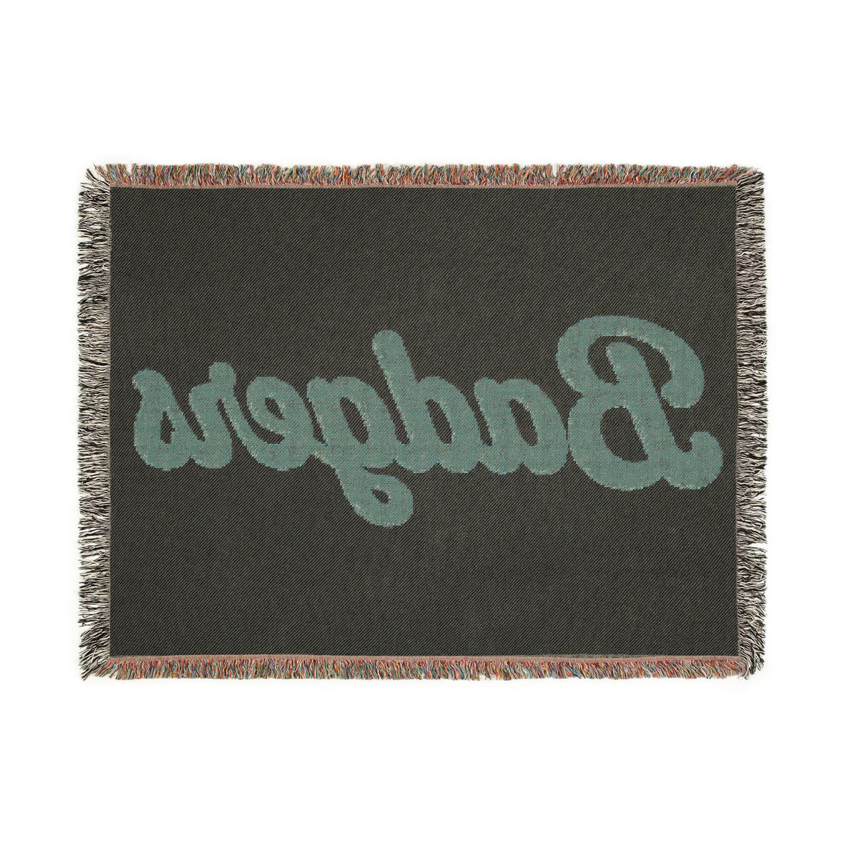 Badgers Woven Blanket | Retro Script Logo, Reversible Fringe Throw