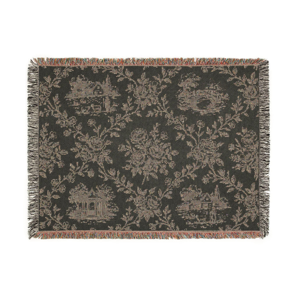 Toile Pattern Woven Blanket | Classic Scenic Toile Throw