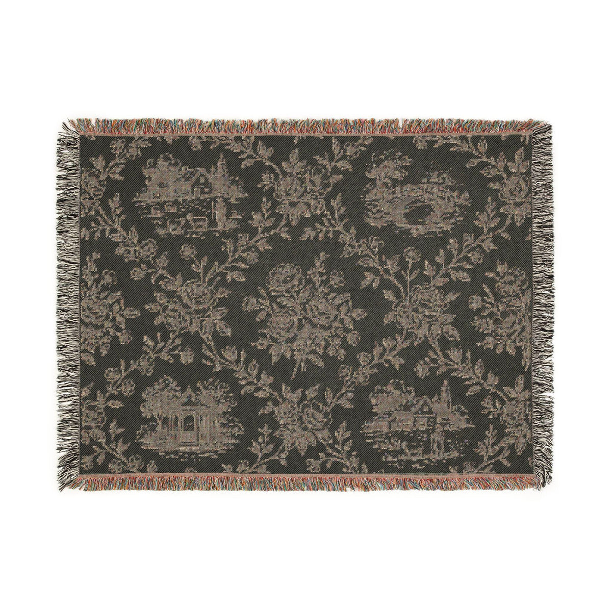 Toile Pattern Woven Blanket | Classic Scenic Toile Throw