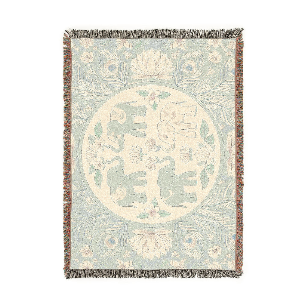 Elephant Medallion Woven Blanket | Boho Floral Throw