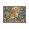 Jungle Leopard Woven Blanket | Tropical Animal Tapestry Throw