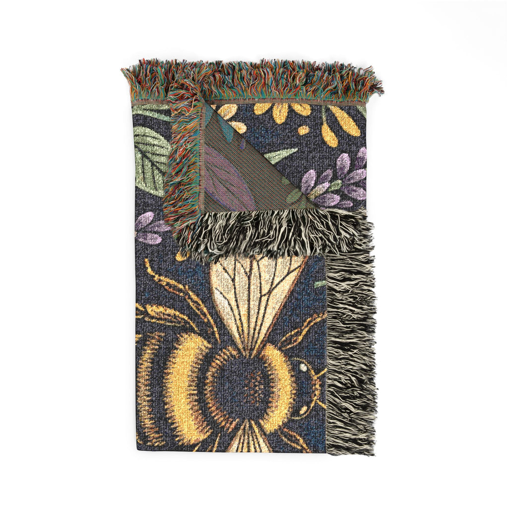 Bees and Wildflowers Woven Blanket | Bee Floral Throw