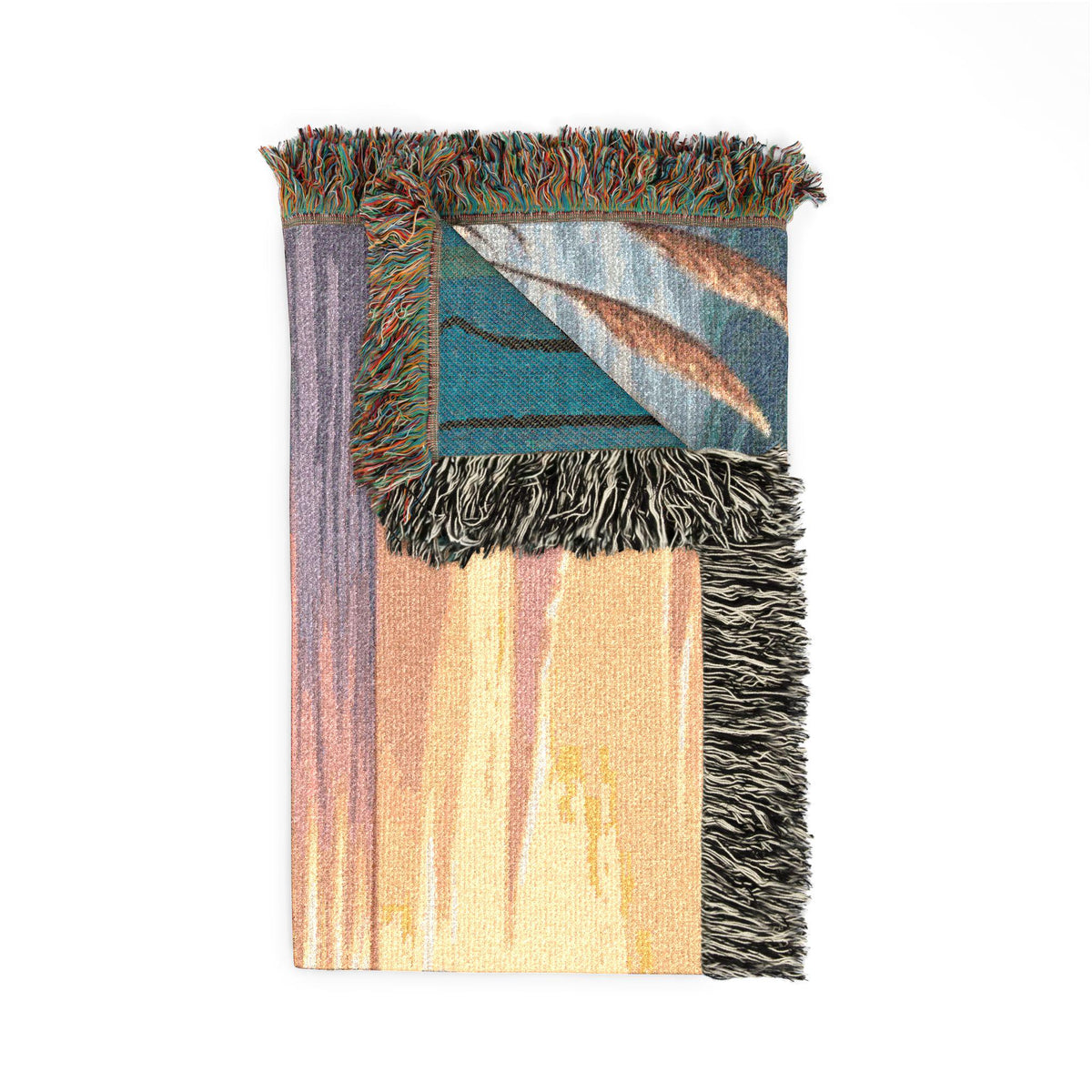 Sunset Beach Walk Woven Blanket | Coastal Ocean Scene Throw