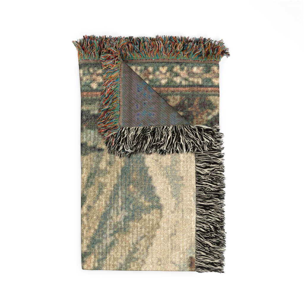 Vintage Cottage Landscape Woven Blanket | Scenic Tapestry Throw