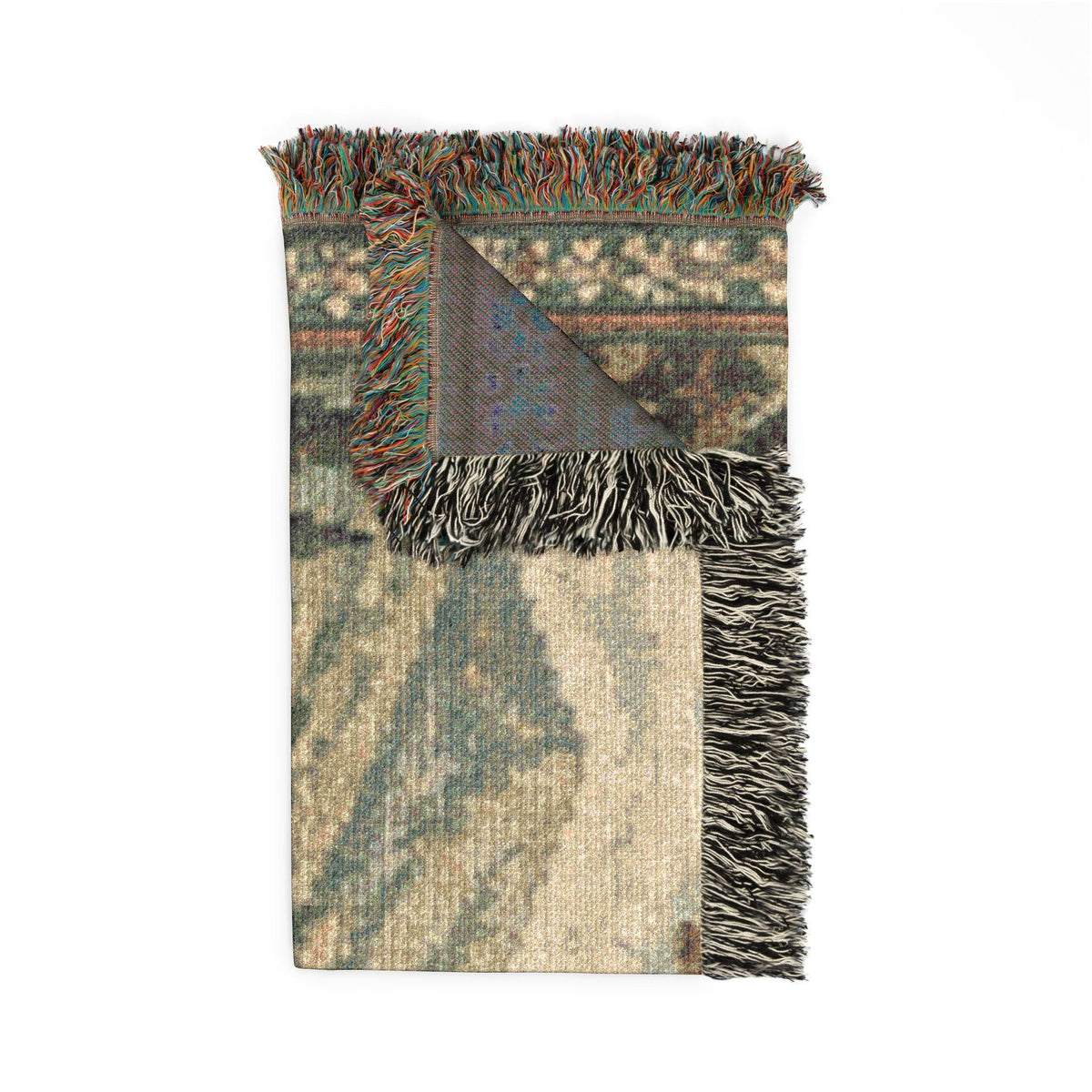 Vintage Cottage Landscape Woven Blanket | Scenic Tapestry Throw