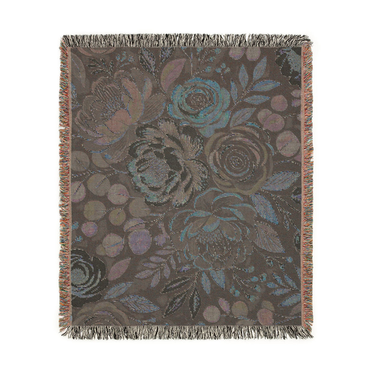 Modern Floral Woven Blanket | Botanical Pattern Throw, Neutral Home Decor