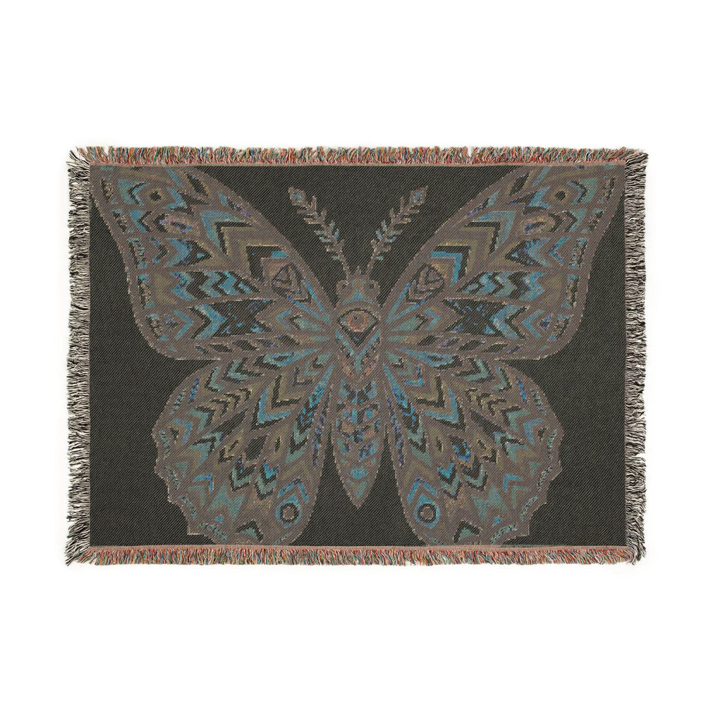 Boho Geometric Butterfly Woven Blanket | Tapestry Throw, Southwestern Motif