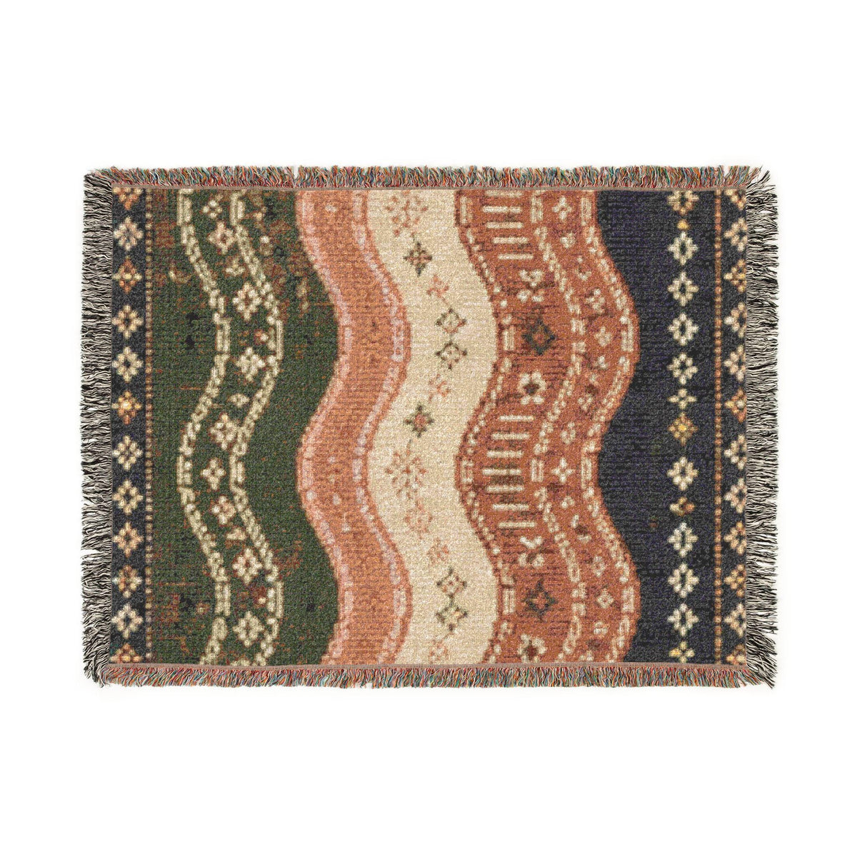 Southwestern Wave Pattern Woven Blanket | Boho Aztec Throw