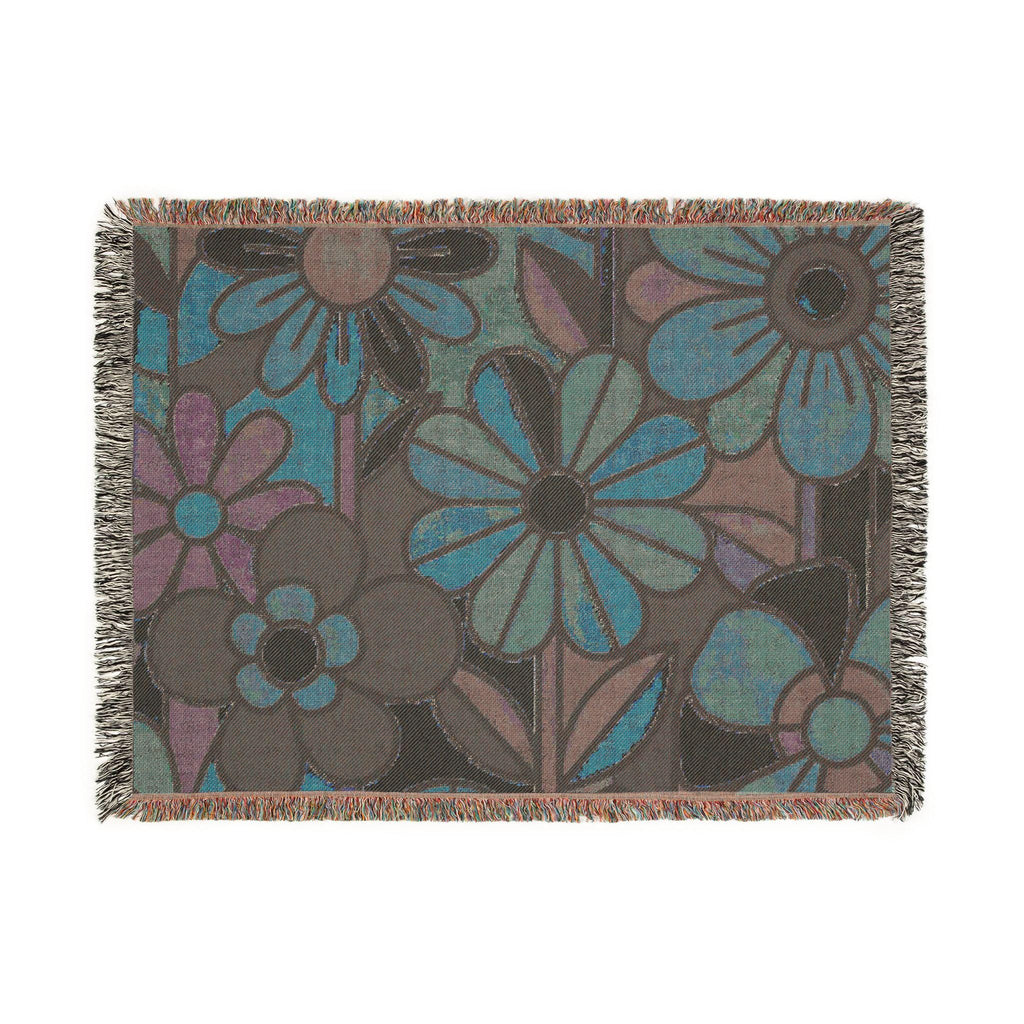 Mod Floral Pop Art Woven Blanket | Mid Century Flower Pattern