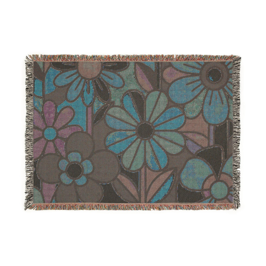 Mod Floral Pop Art Woven Blanket | Mid Century Flower Pattern