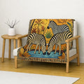 Zebra Tapestry Woven Blanket | Safari Animal Throw, Decorative Fringe Blanket