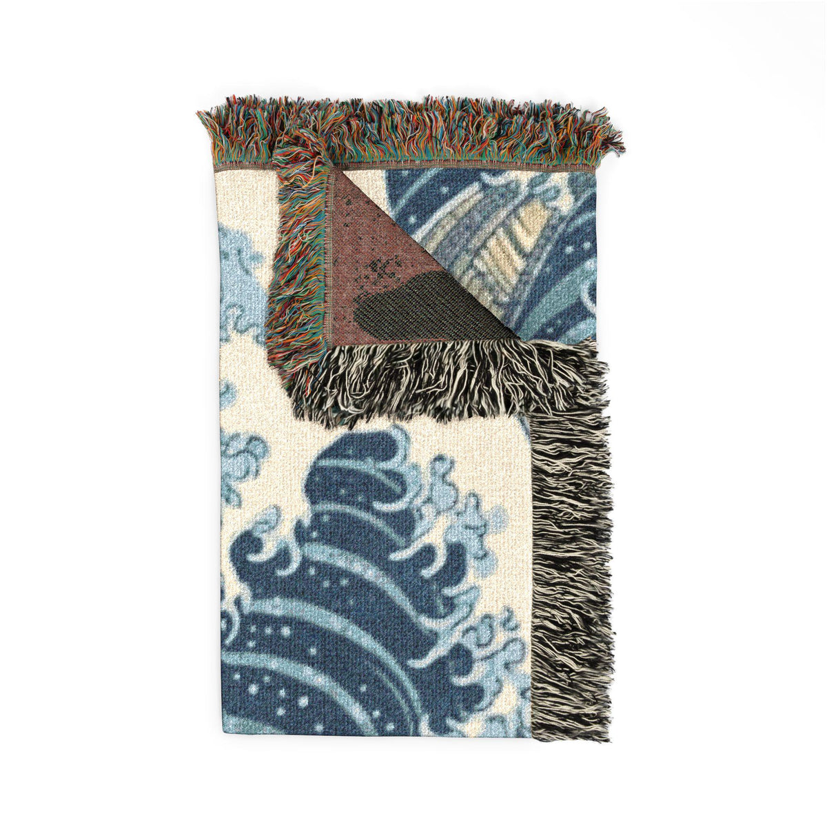 Wave Woven Blanket | Hokusai Inspired Ocean Tapestry Throw