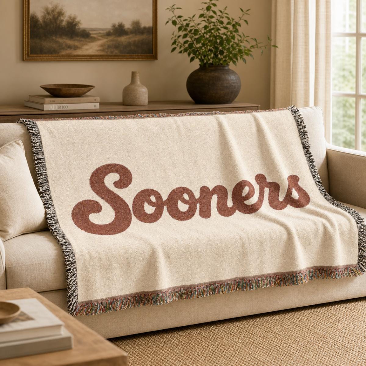 Sooners Woven Blanket | Retro Script Team Throw