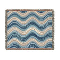 Ocean Wave Pattern Woven Blanket | Blue Teal Coastal Throw