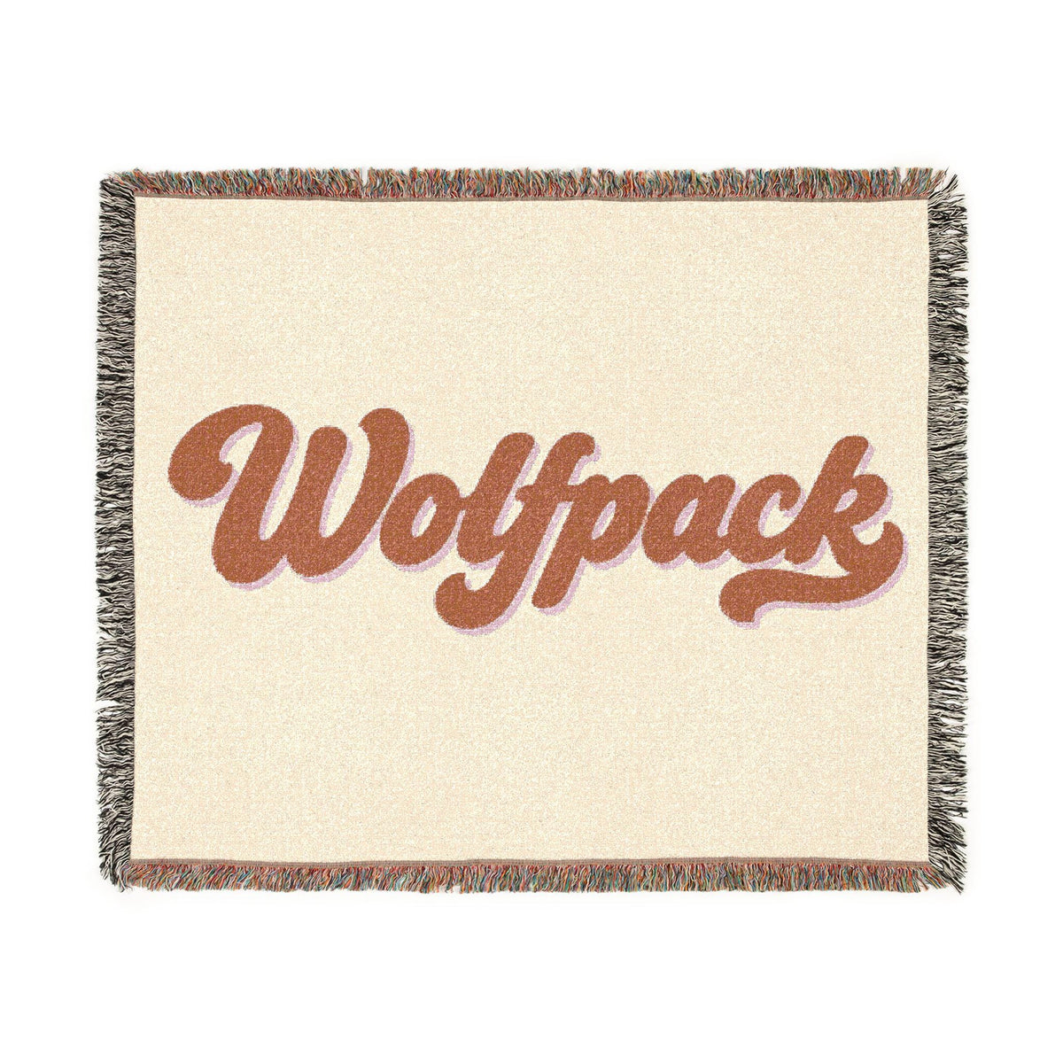 Wolfpack Retro Script Woven Blanket | 100% Cotton Throw with Fringe