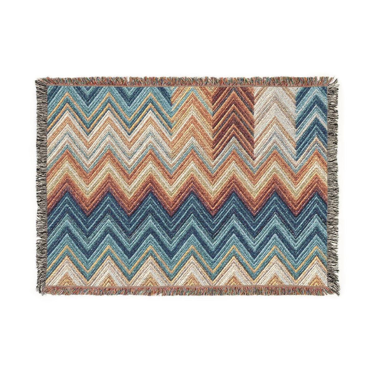 Chevron Aztec Pattern Woven Blanket | Southwestern Throw, Fringe Edge