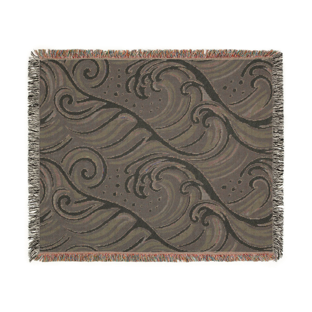 Ocean Wave Pattern Woven Blanket | Nautical Blue Throw