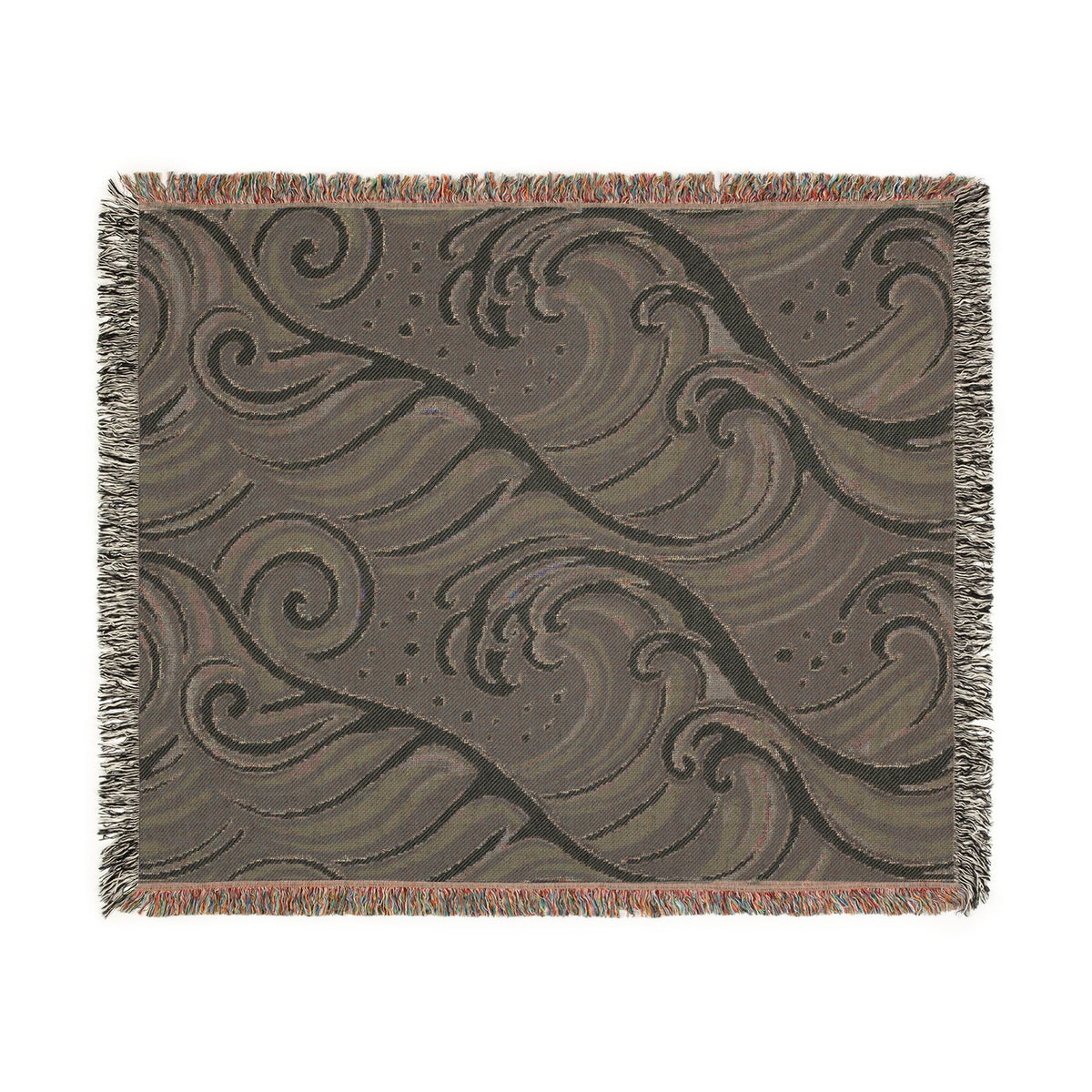 Ocean Wave Pattern Woven Blanket | Nautical Blue Throw