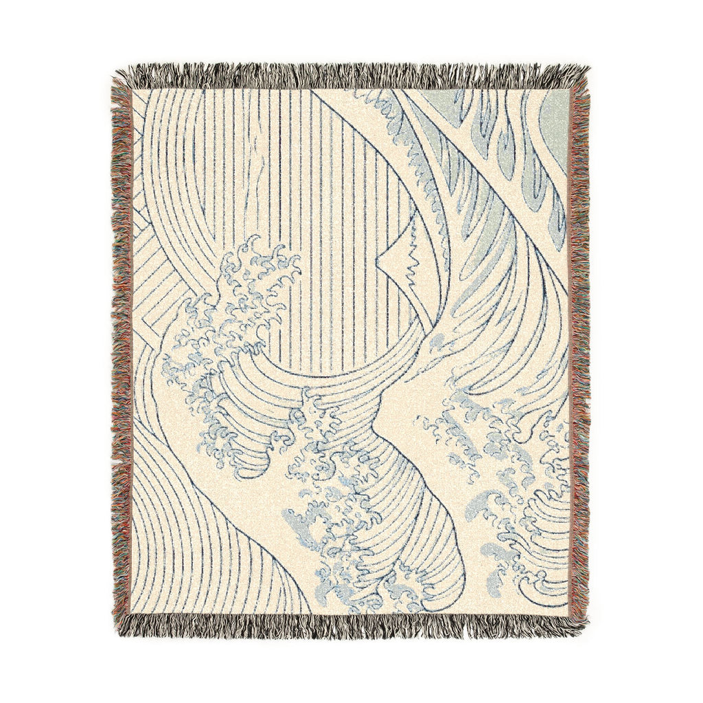Great Wave woven blanket | Japanese wave tapestry throw