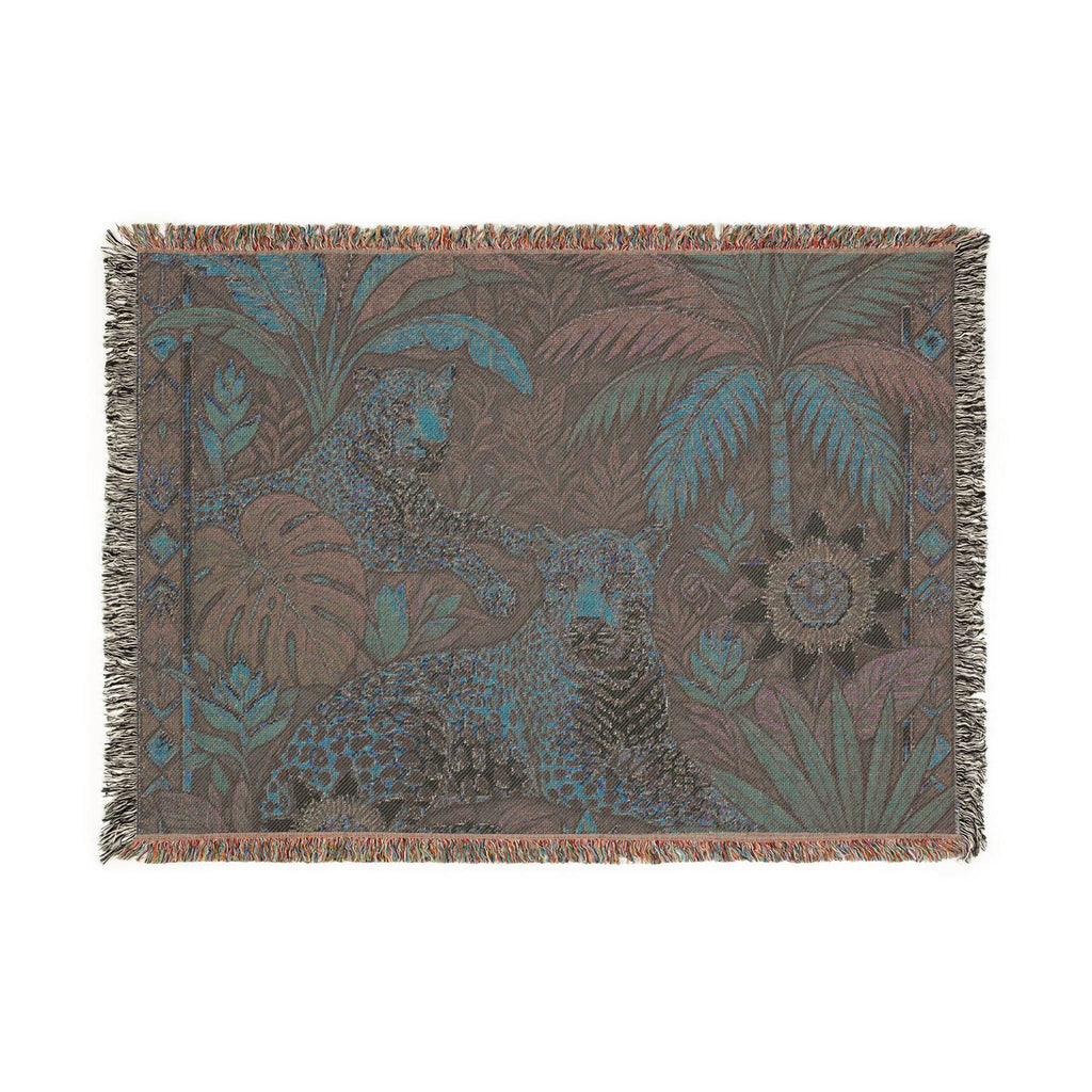 Tropical Leopard Tapestry Woven Blanket | Jungle Animal Throw