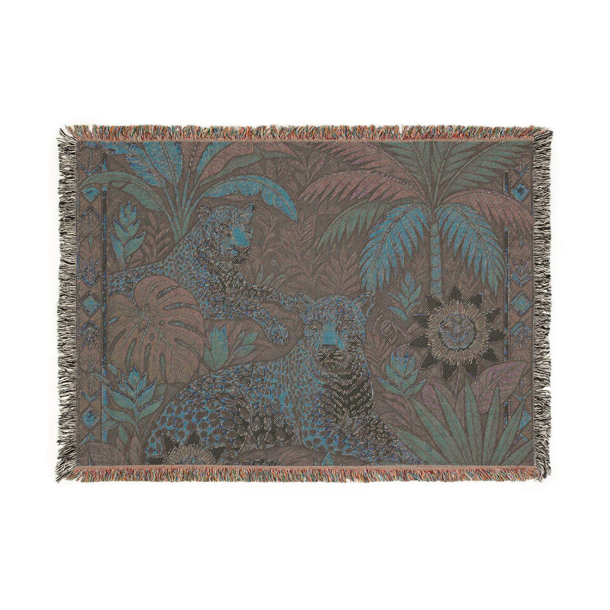 Tropical Leopard Tapestry Woven Blanket | Jungle Animal Throw