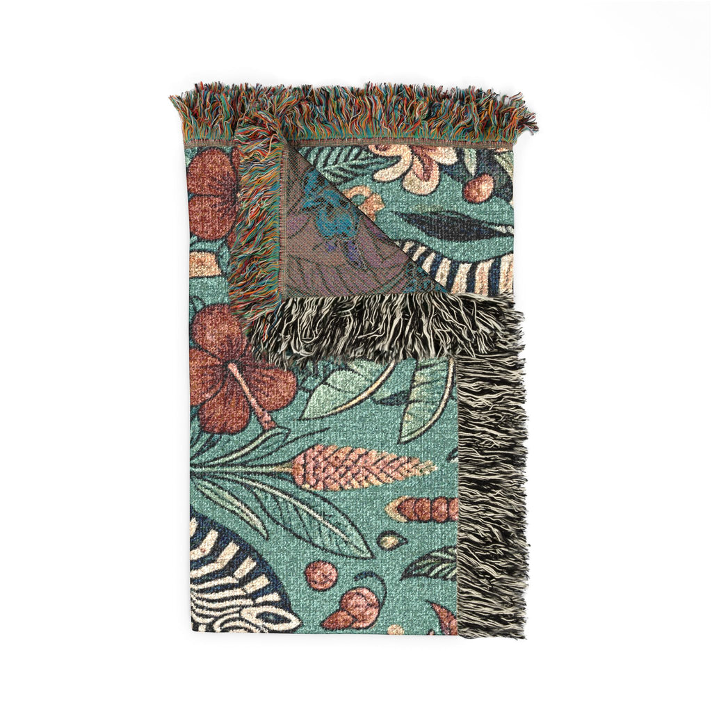 Zebra Botanical Tapestry Blanket | Woven Fringe Throw, Floral Safari Decor