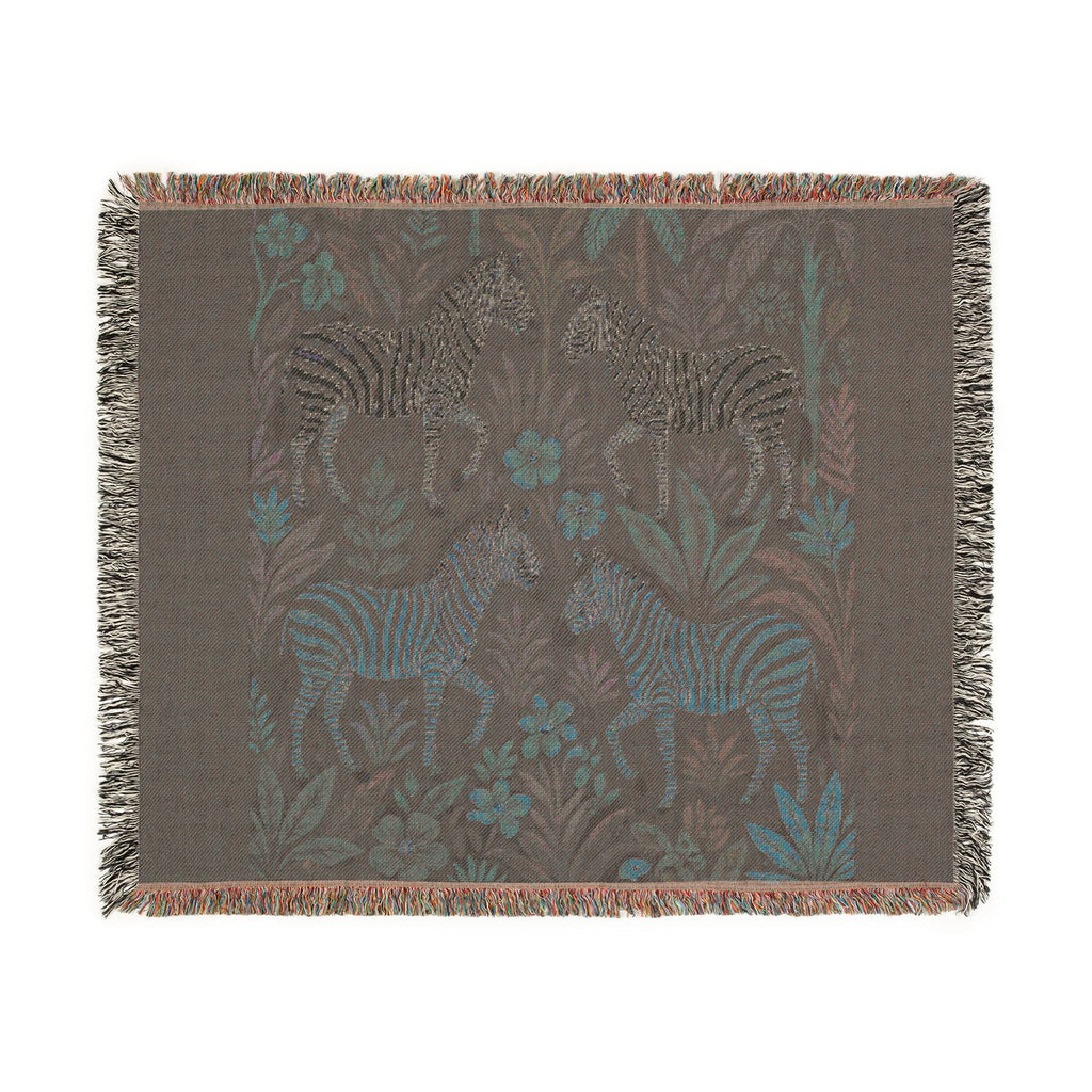 Zebra Jungle Tapestry Woven Blanket | Boho Animal Pattern