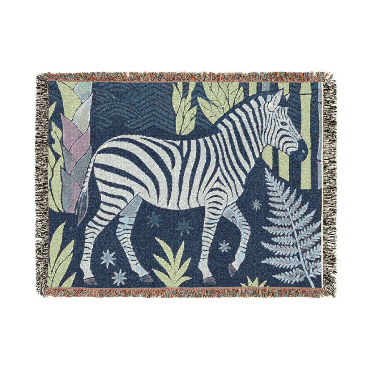 Zebra Jungle Woven Blanket | Tropical Safari Throw