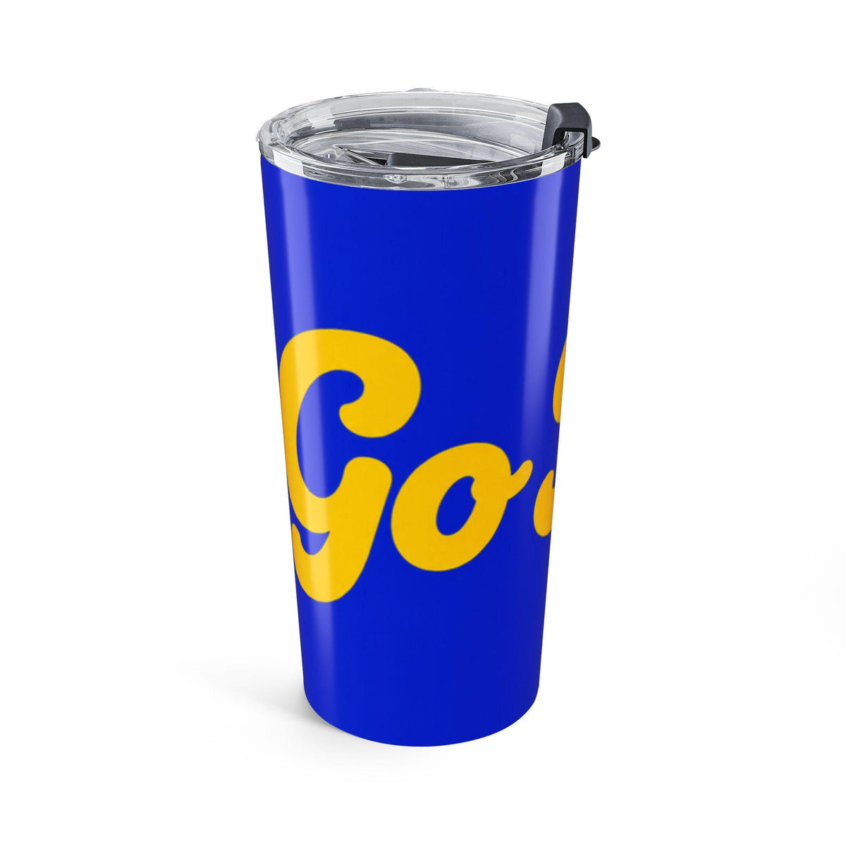 Go Blue Gold Script Logo Tumbler | 20oz Stainless Travel Cup