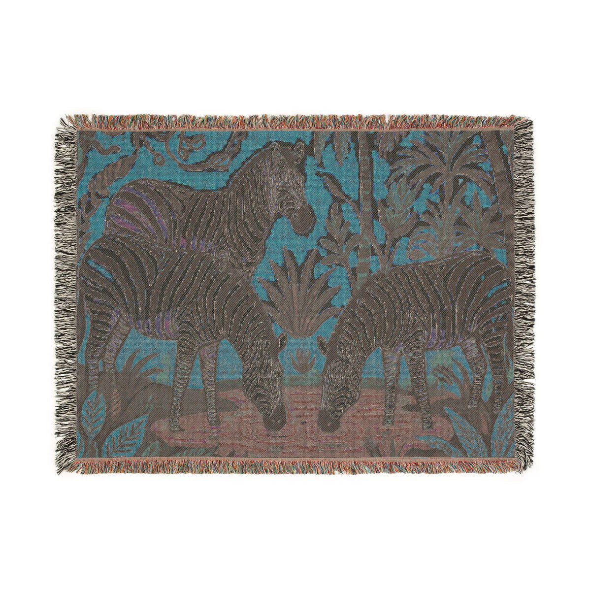 Zebra Tapestry Woven Blanket | Safari Animal Throw, Decorative Fringe Blanket