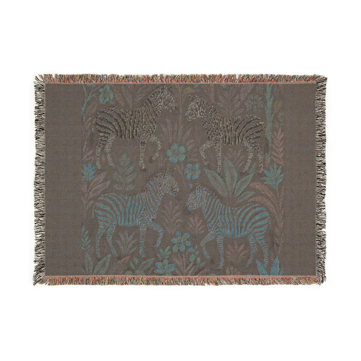 Zebra Jungle Tapestry Woven Blanket | Boho Animal Pattern