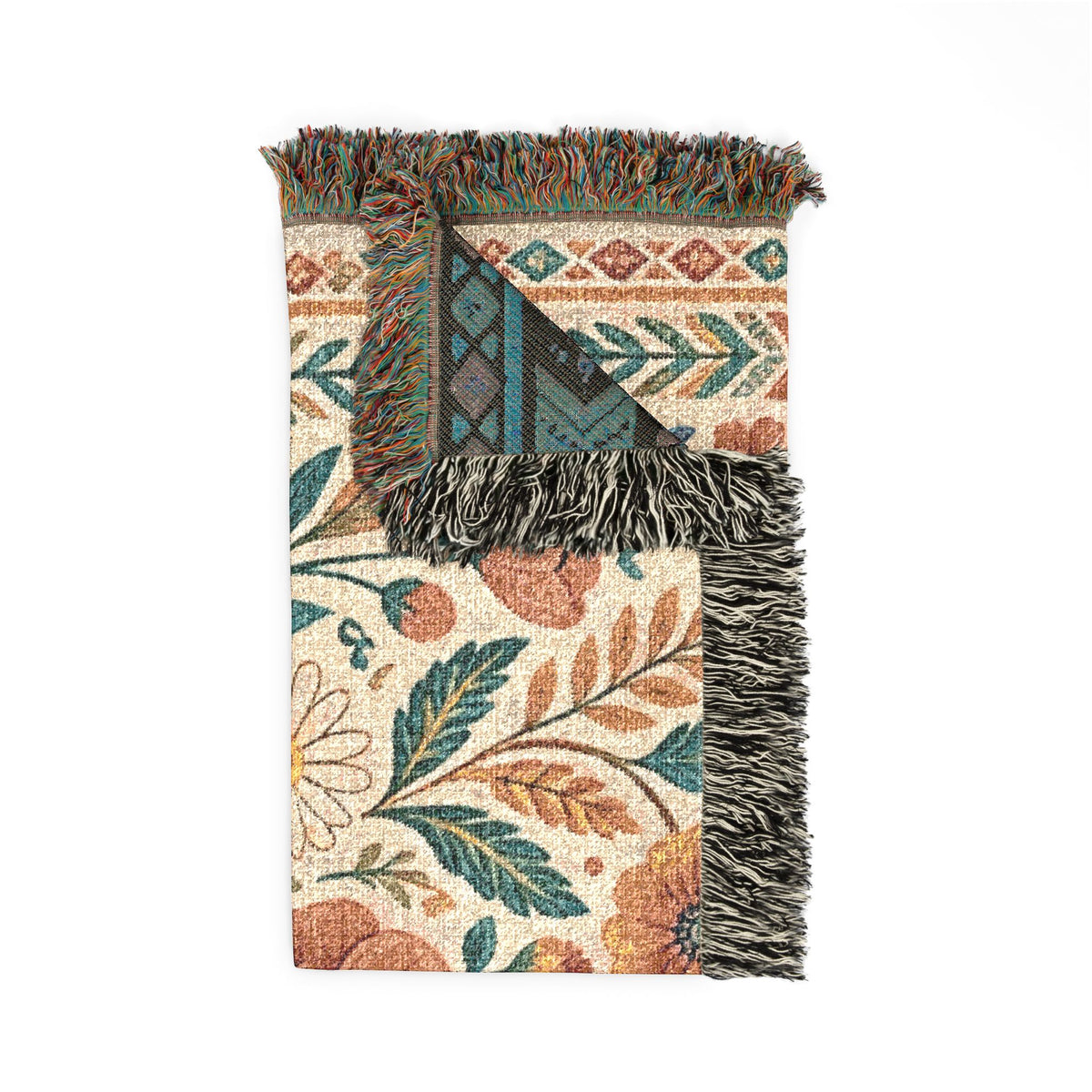Vintage Floral Tapestry Woven Blanket | Boho Cottagecore Throw