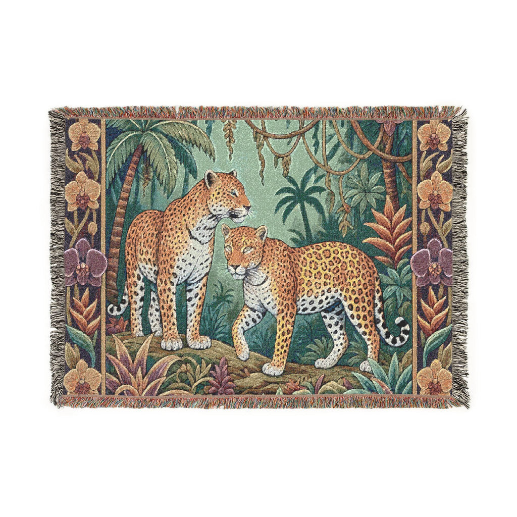 Jungle Leopards Woven Blanket | Tapestry Animal Throw