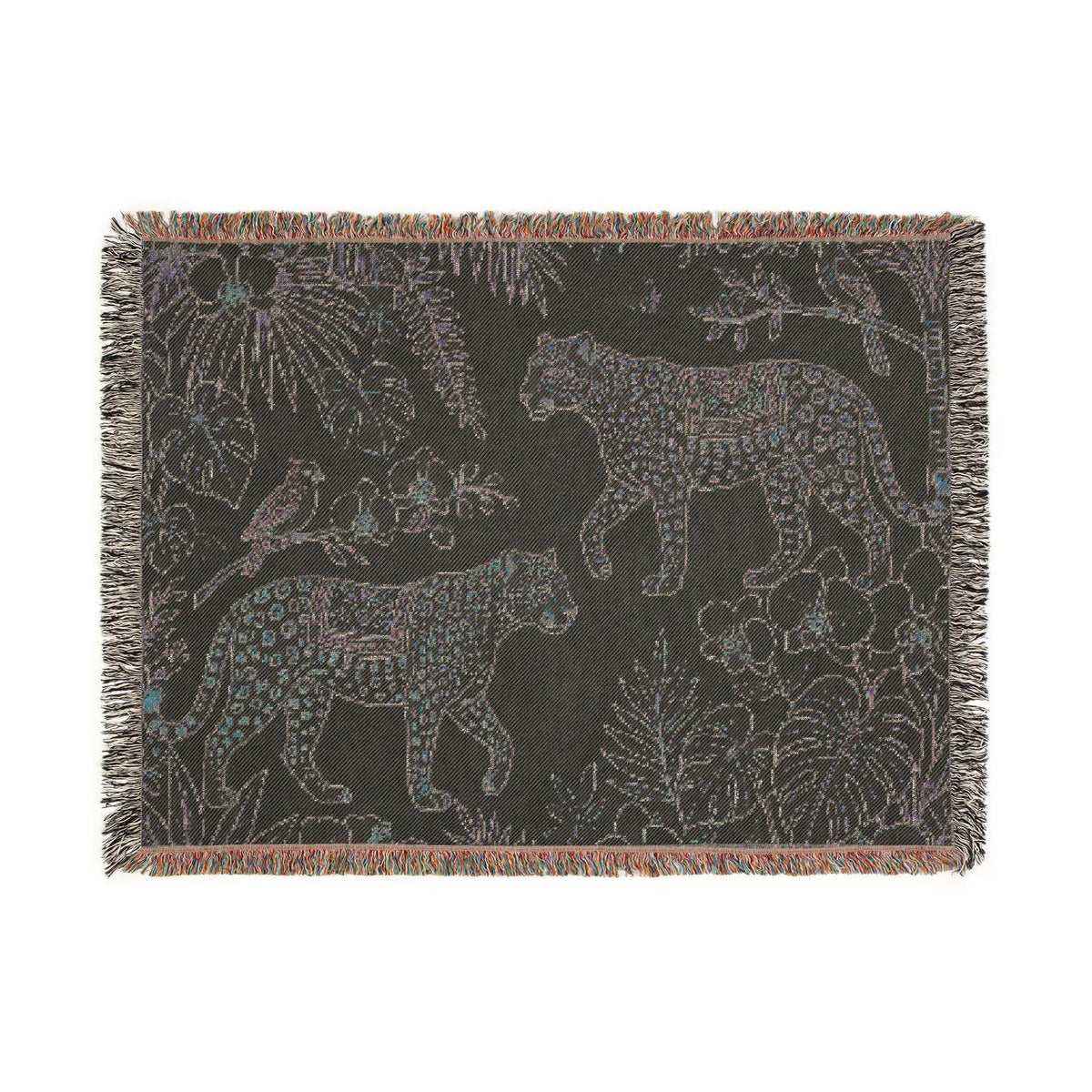 Tropical Leopard Woven Blanket I Animal Throw