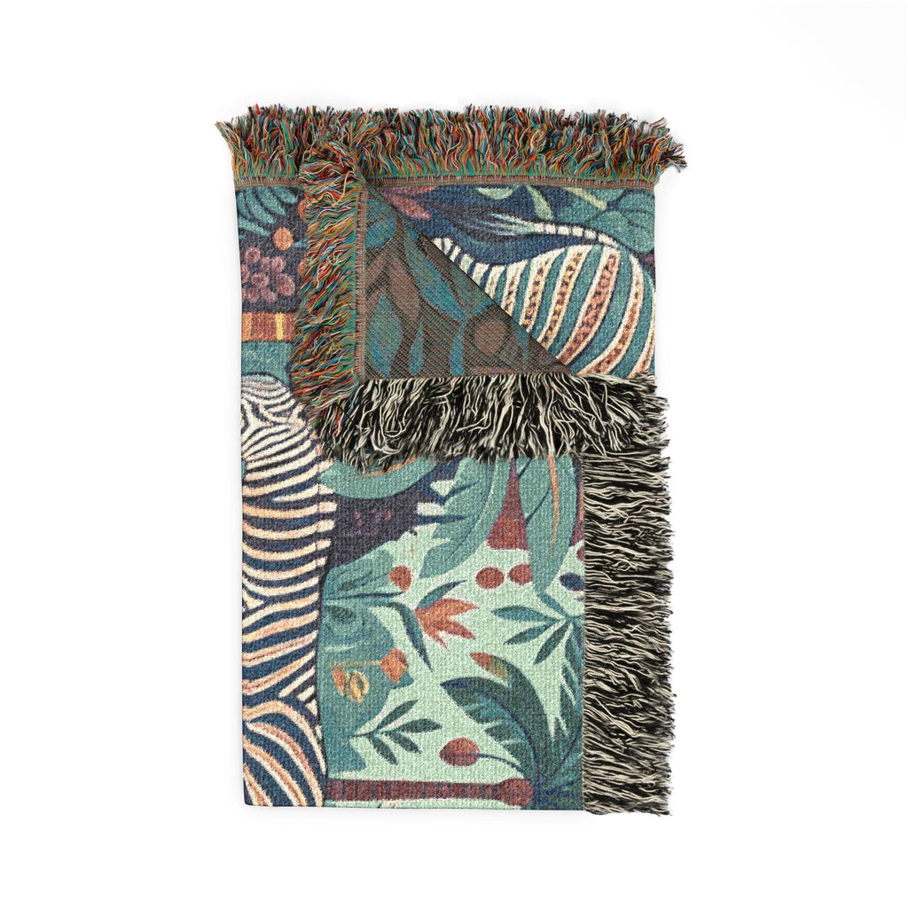 Zebra Jungle Woven Blanket | Safari Animal Tapestry Throw