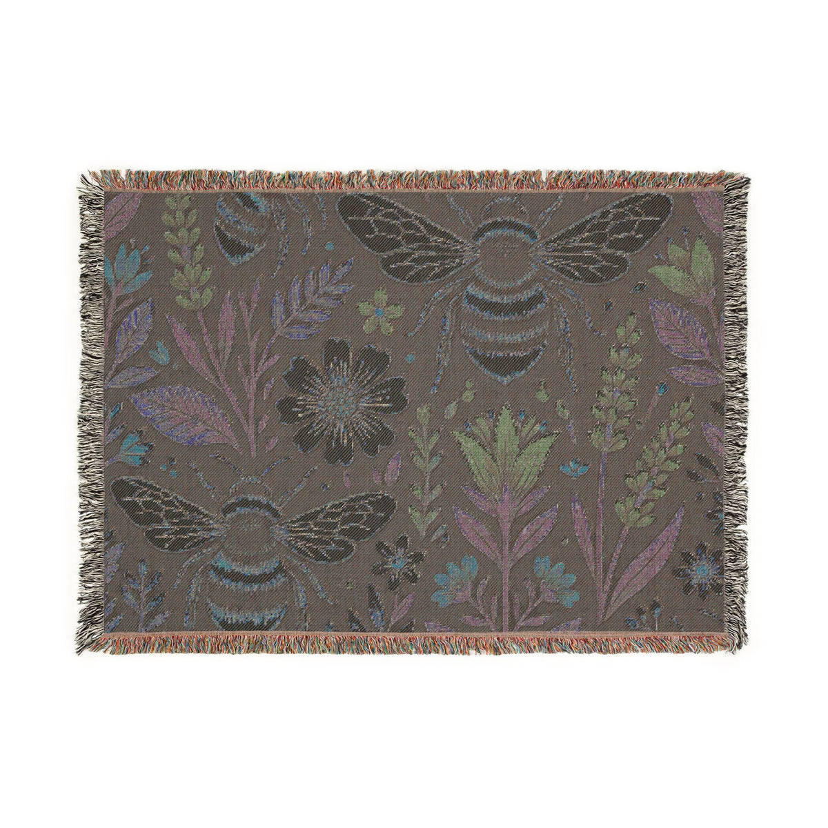 Bees and Wildflowers Woven Blanket | Bee Floral Throw