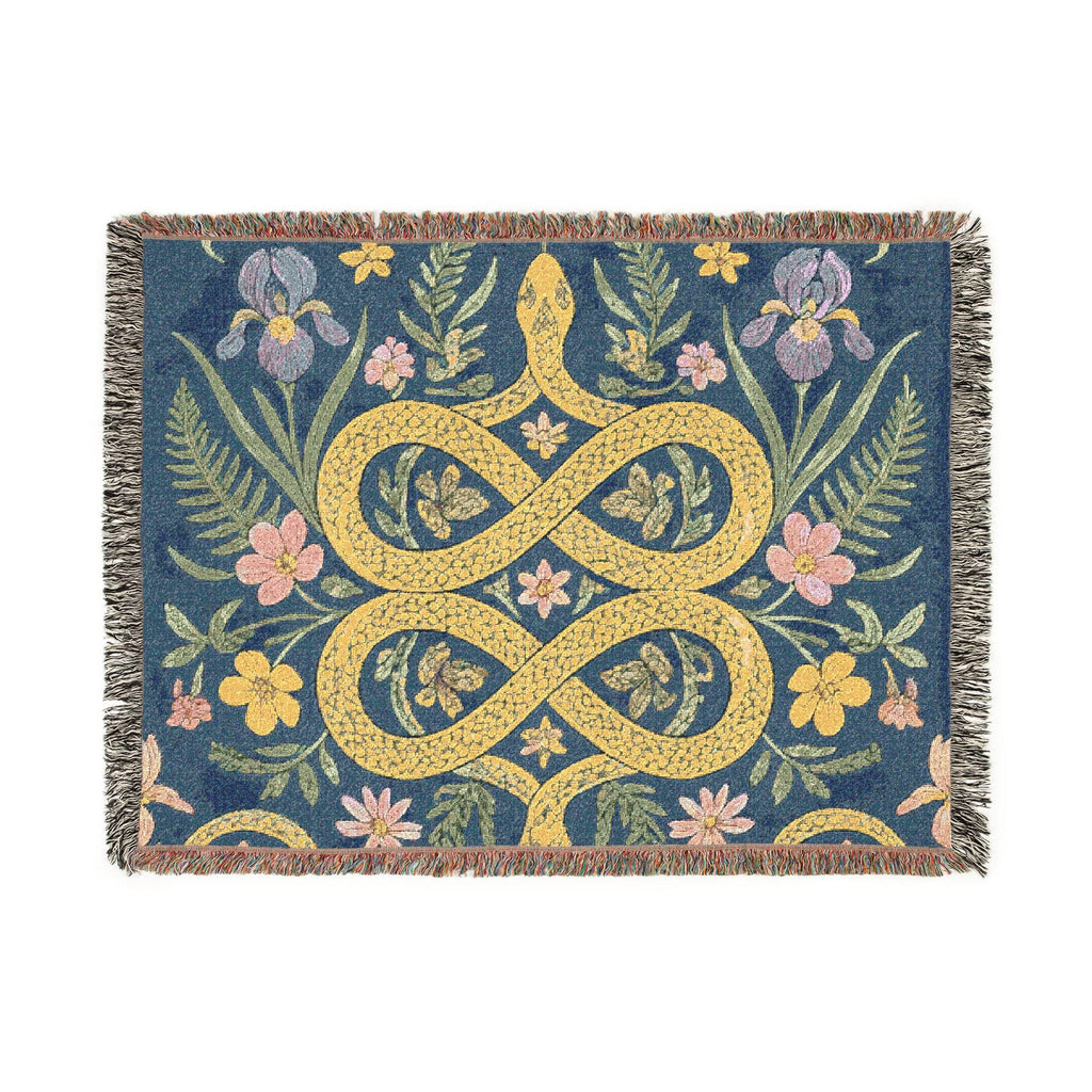 Floral Infinity Knot Woven Blanket | Boho Tapestry Throw