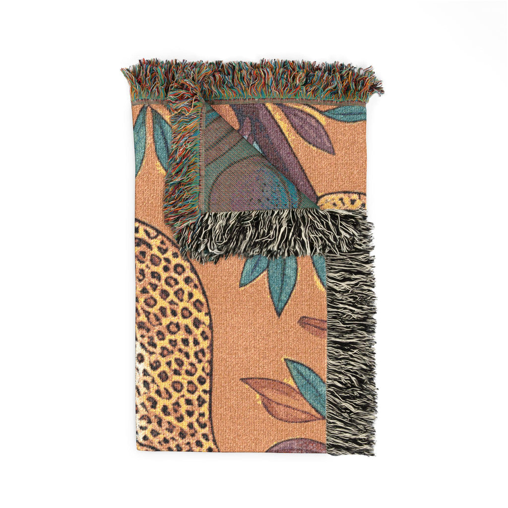 Leopard on Fruit Tree Woven Blanket | Botanical Jungle Throw