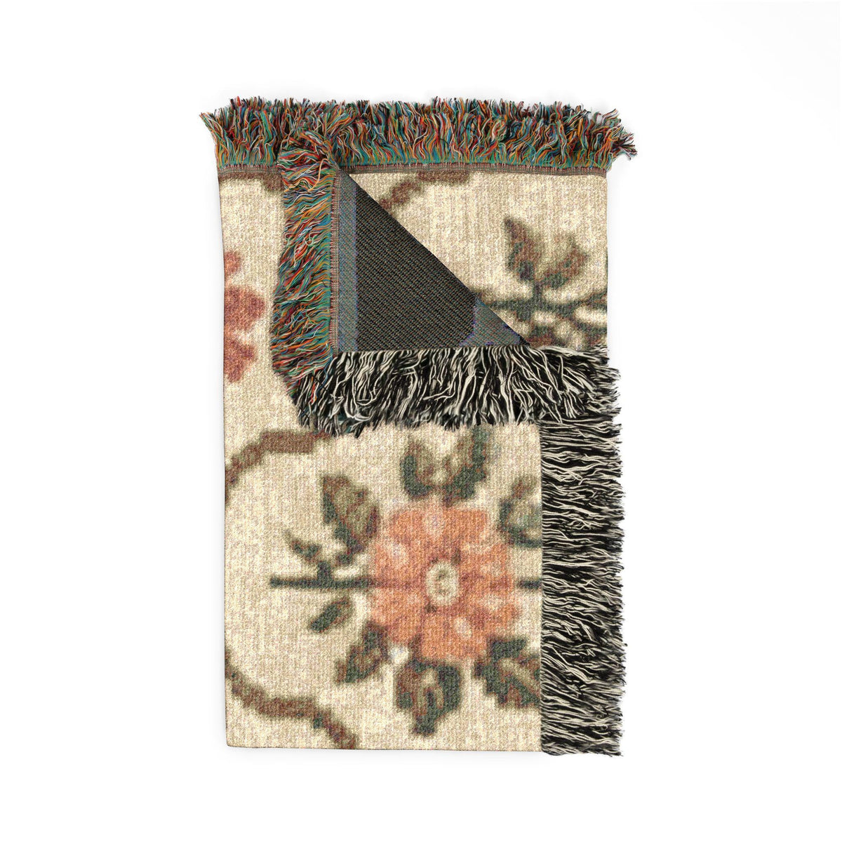 Vintage Floral Trellis Woven Blanket | Tapestry Throw