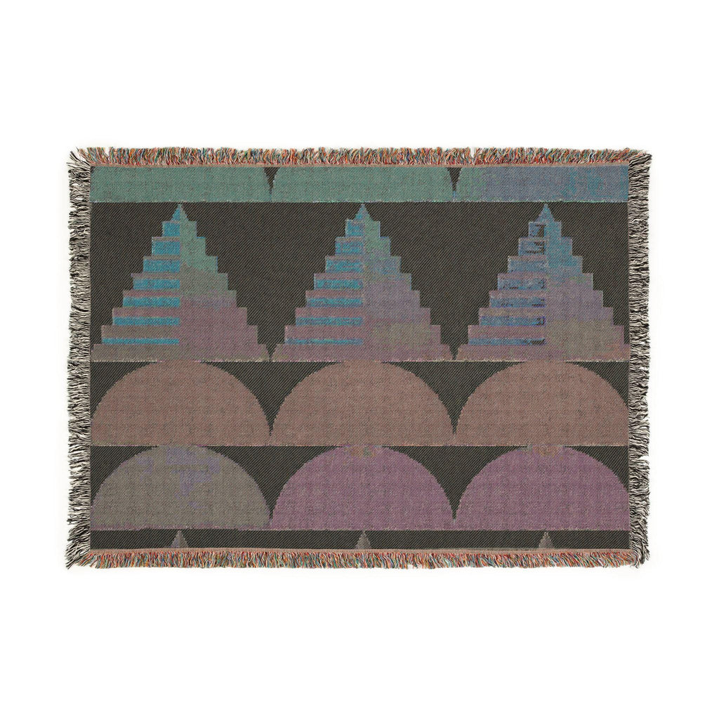 Southwest Geo Pattern Woven Blanket | Pyramid Arc Throw, Earth Tones