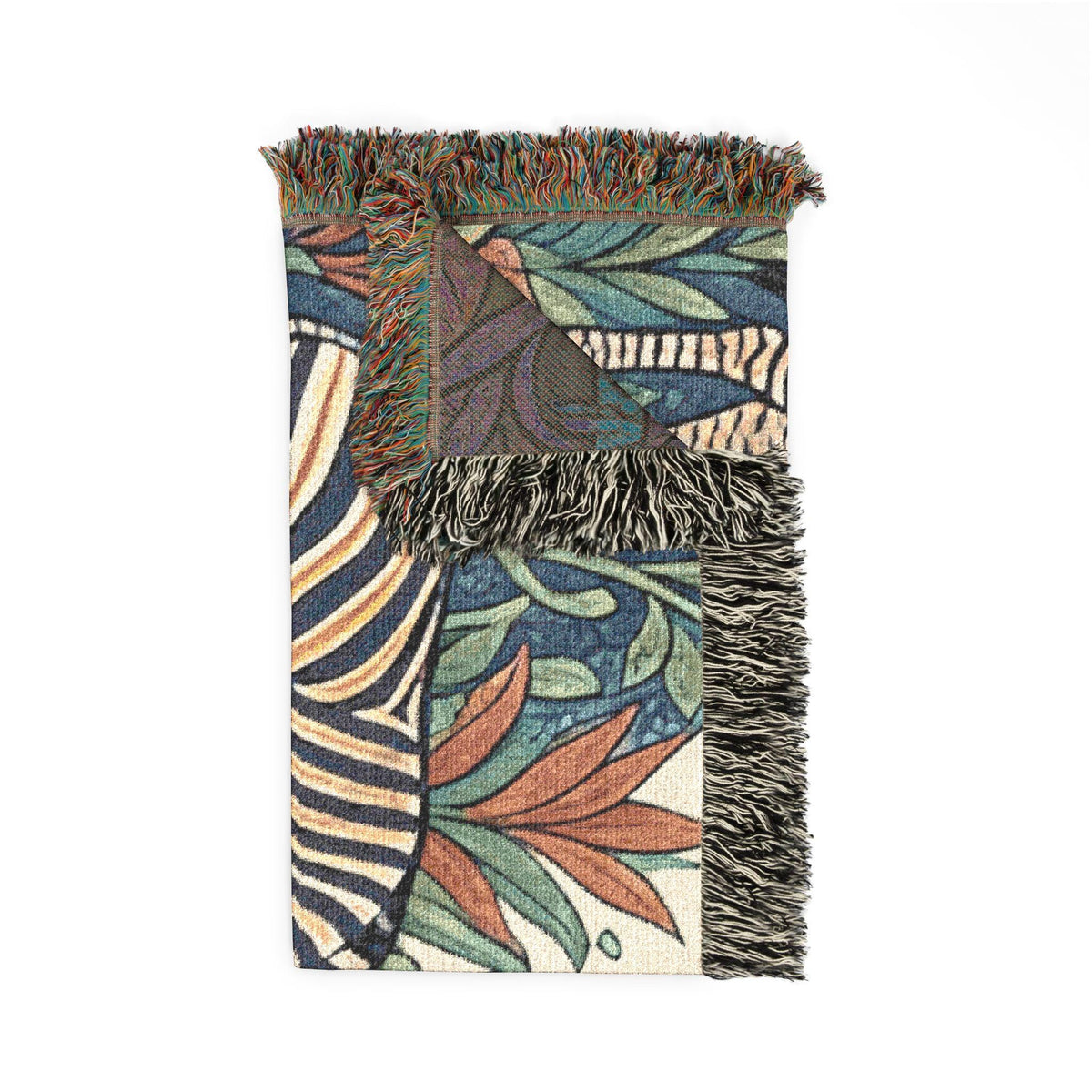 Zebra Pair Tapestry Woven Blanket | Jungle Botanical Throw