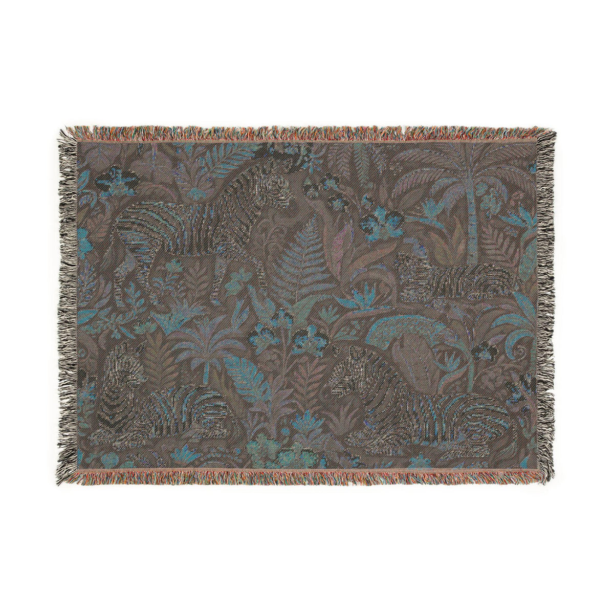 Zebra Jungle Tapestry Woven Blanket | Tropical Animal Throw