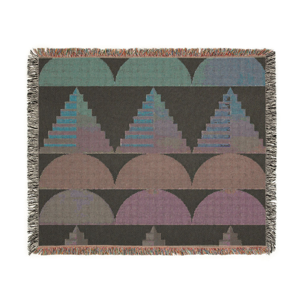 Southwest Geo Pattern Woven Blanket | Pyramid Arc Throw, Earth Tones