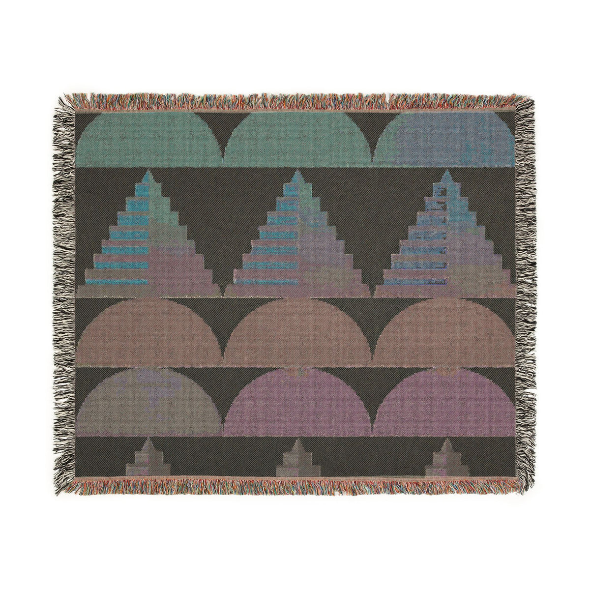 Southwest Geo Pattern Woven Blanket | Pyramid Arc Throw, Earth Tones
