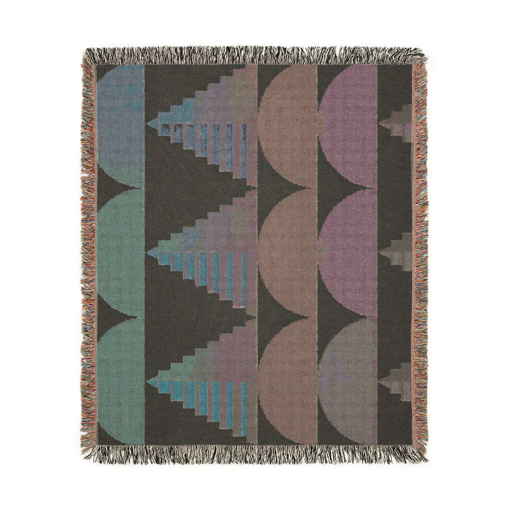 Southwest Geo Pattern Woven Blanket | Pyramid Arc Throw, Earth Tones