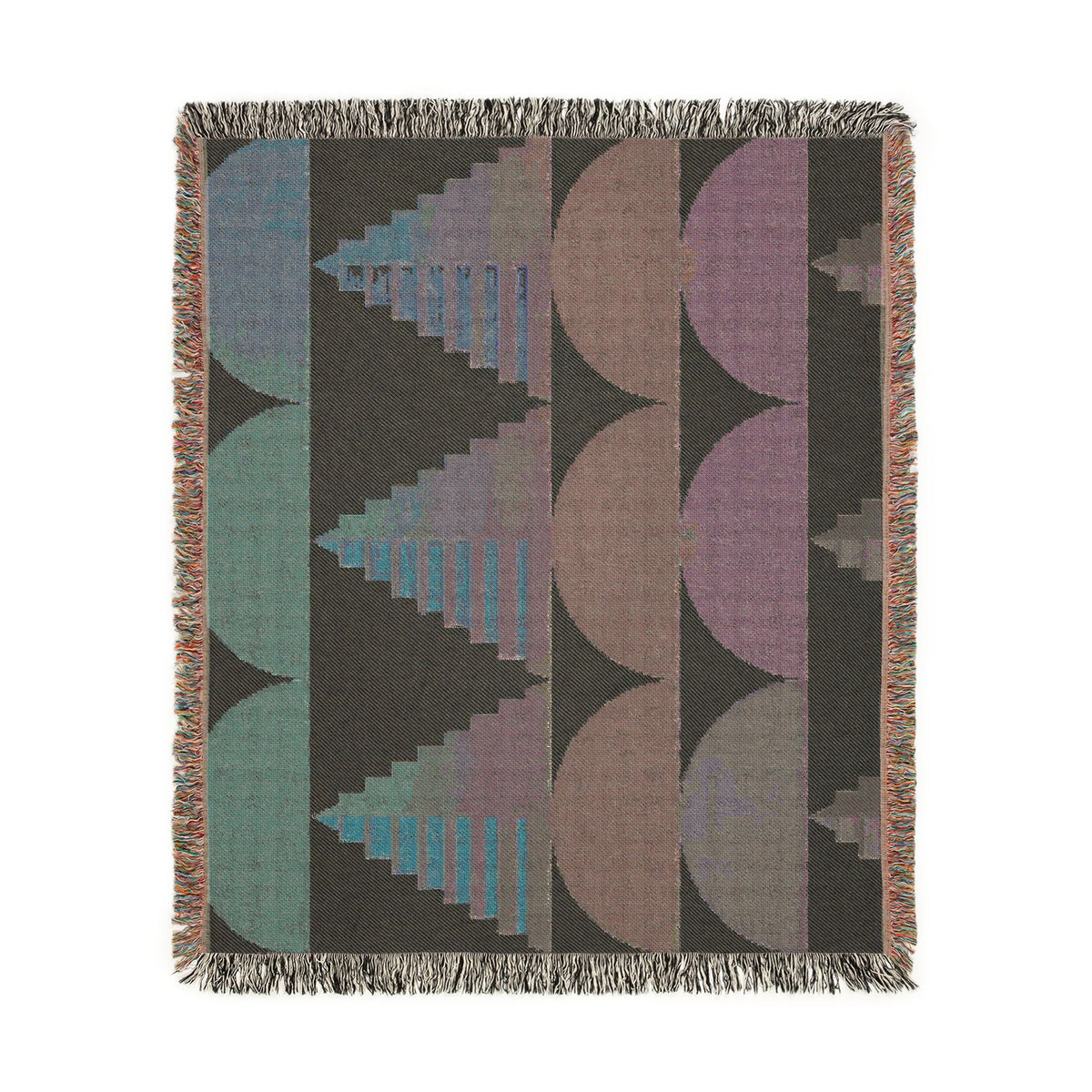 Southwest Geo Pattern Woven Blanket | Pyramid Arc Throw, Earth Tones