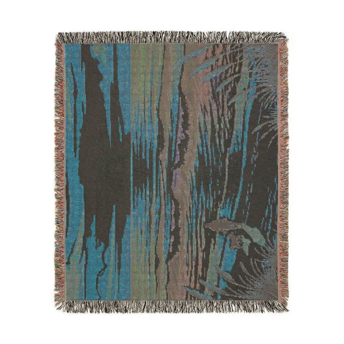 Sunset Beach Walk Woven Blanket | Coastal Ocean Scene Throw
