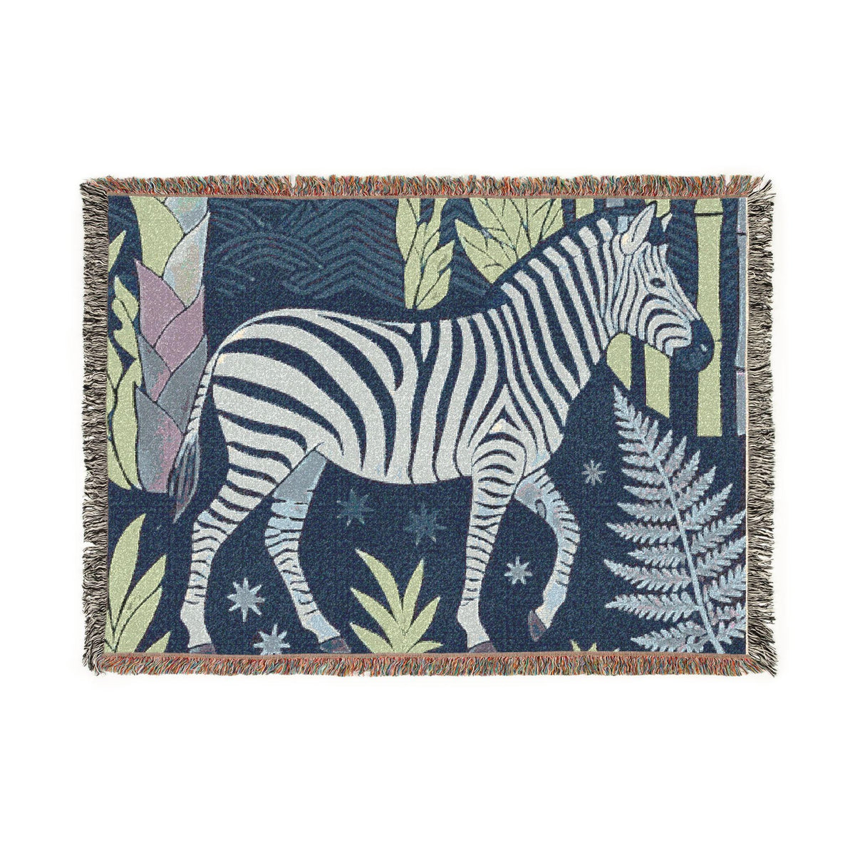 Zebra Jungle Woven Blanket | Tropical Safari Throw
